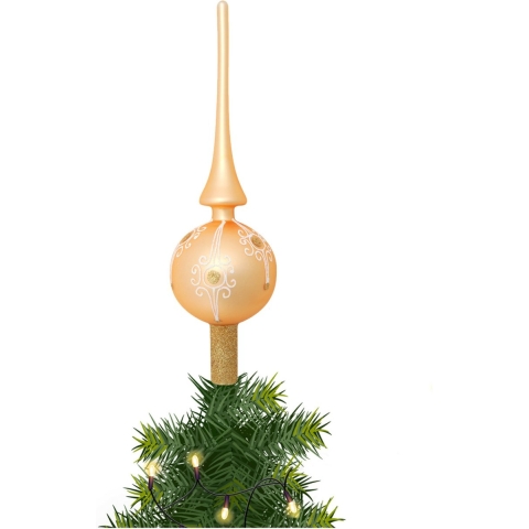Kerst piek van glas mat goud gedecoreerd H28 cm -