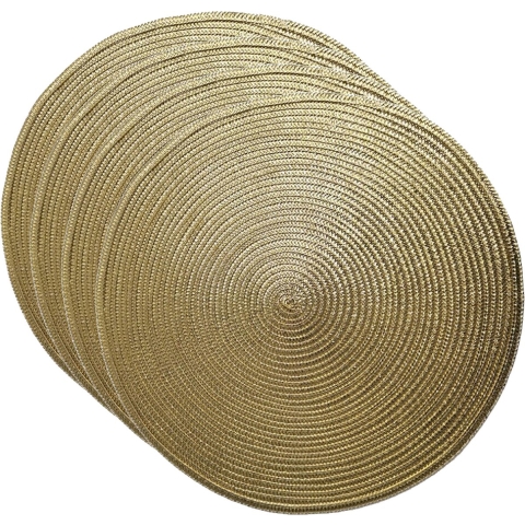 Set van 4x stuks ronde placemats metallic goud look diameter 38 cm -