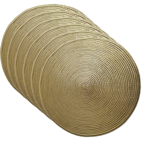 Set van 6x stuks ronde placemats metallic goud look diameter 38 cm -