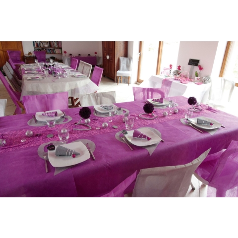 Feest tafelkleed op rol - 2x - fuchsia roze - 120 cm x 10 m - non woven polyester -