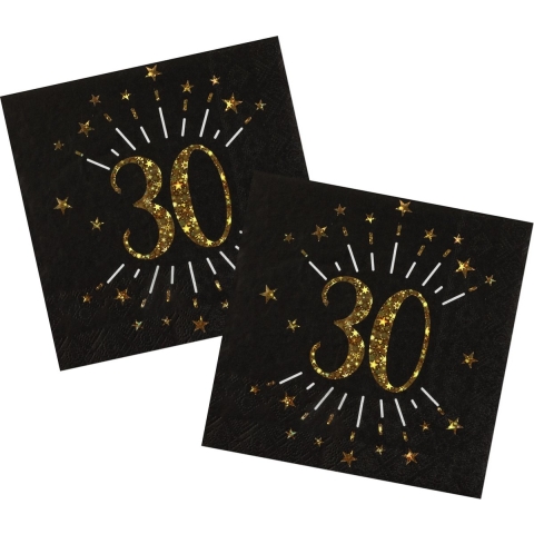 Verjaardag feest servetten leeftijd - 50x - 30 jaar - goud - 33 x 33 cm -