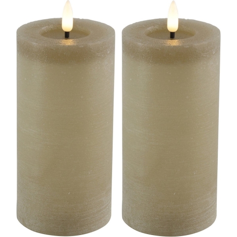 Countryfield LED kaarsen/stompkaarsen - 2x - beige - D7,5 x H15 cm - timer -