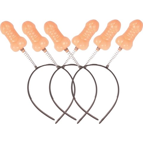 Diadeem/tiara met piemels - 6x - plastic - 15 x 25 cm - bewegende piemels -