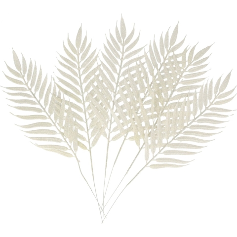 Kerst decoratie insteek bladeren - takjes - 12x stuks - wit - 29 cm - kerstversiering -
