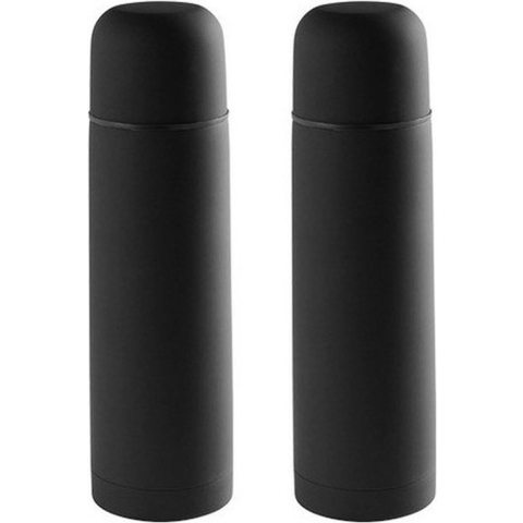 2x RVS thermosflessen/isoleerkannen 500 ml zwart -