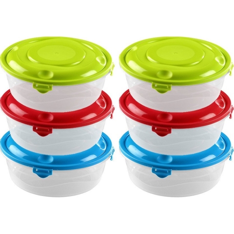 24x Voorraad/vershoudbakjes 1,8 liter gekleurde deksels plastic -