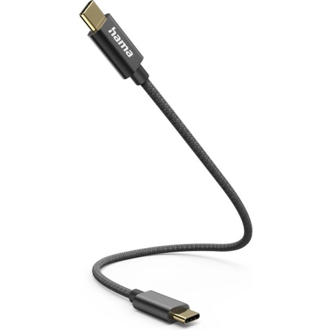 Hama Oplaadkabel USB-C - USB-C 0,2 M Nylon Zwart