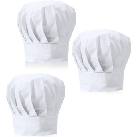 Luxe koksmuts - 3x - wit - voor volwassenen - maat 57-59 - katoen/polyester - koksmutsen -
