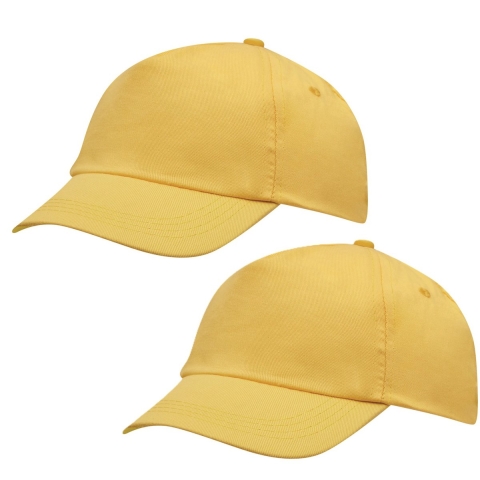 5-panel baseballcap geel met klittenbandsluiting voor volwassenen 4 stuks -