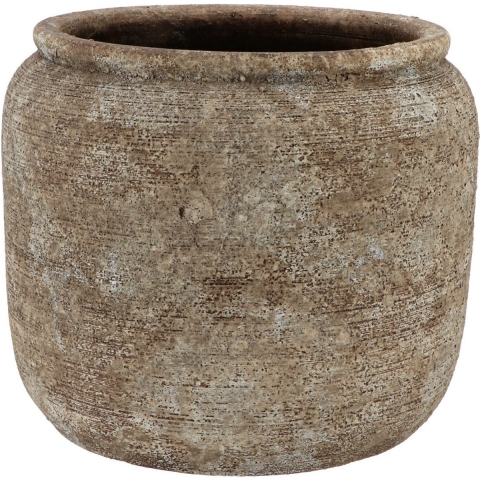 Bloempot kruik model Batu - zandkleur - D24 x H21 cm - rustiek -