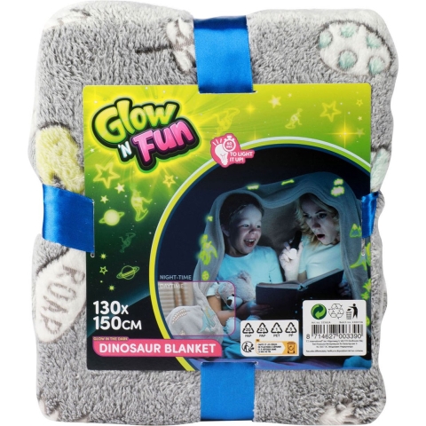 Star Toys Glow in the Dark Dino Deken 150x130 cm