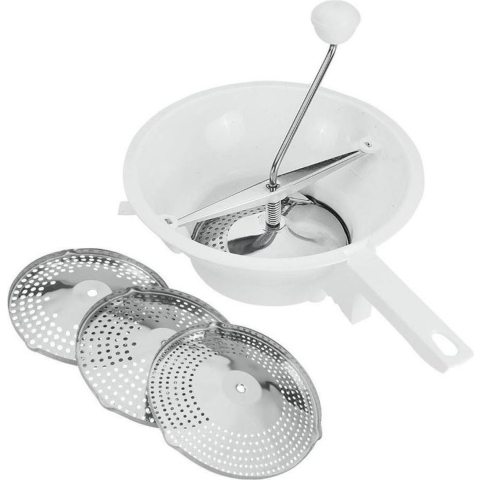 Metaltex Passeerzeef 24 cm + 3 Roestvrije Roosters Wit/RVS