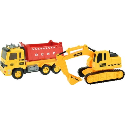 Cars & Trucks Kiepwagen met Graafmachine Licht & Geluid