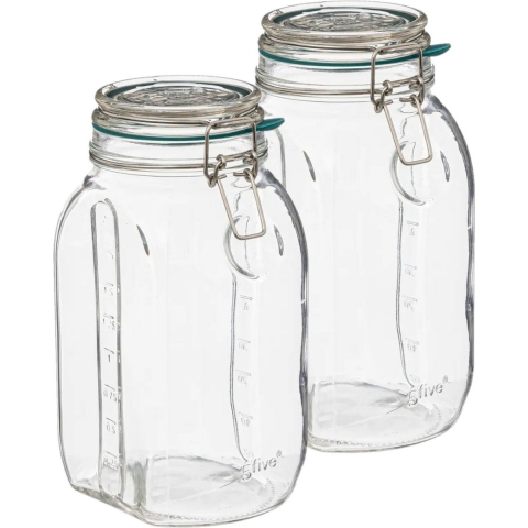 Weckpot/inmaakpot Jarro - 2x - 2L - glas - beugelsluiting - D15 x H22 cm -