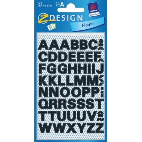 Avery AV-3780 Letteretiket 2 Vel Watervast Zwart 10 Setjes met 2 Vel
