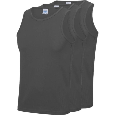 3-Pack Maat S - Sport singlets/hemden grijs voor heren S -