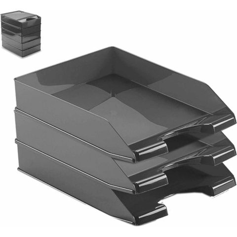 Plasticforte Brievenbakjes - Pakket van 5x stuks - A4 - zwart - kantoor postbakjes -