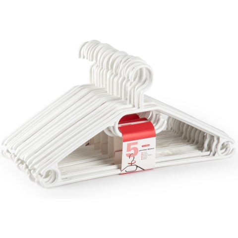 Kledinghangers - 20x - kunststof - wit - B40 cm -