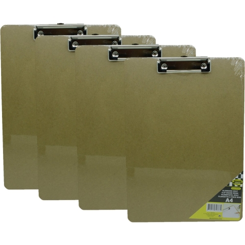 Benson Klembord - 6x stuks - A4 - hout - clipboard met papierklem - 23 cm -