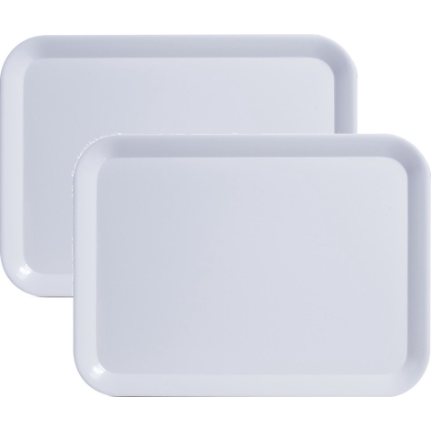 Set van 2x stuks witte dienbladen rechthoek melamine 44 x 32 cm -