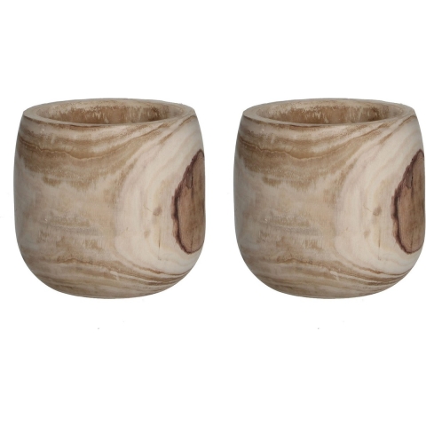 2x Ronde houten plantenpotten/bloempotten 24 cm -