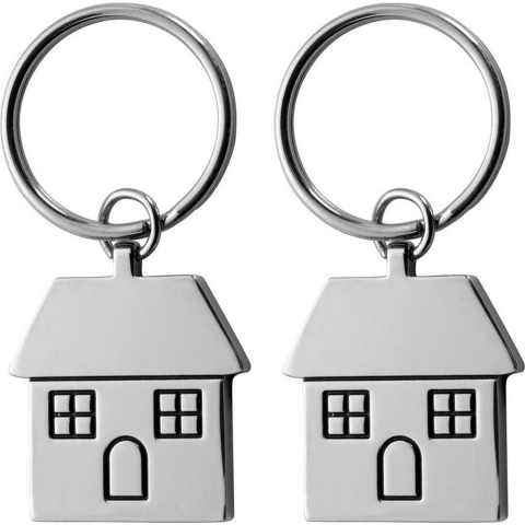 Sleutelhanger met huisje - 6x - 7 cm - RVS - nieuwe woning cadeau - huissluitels -