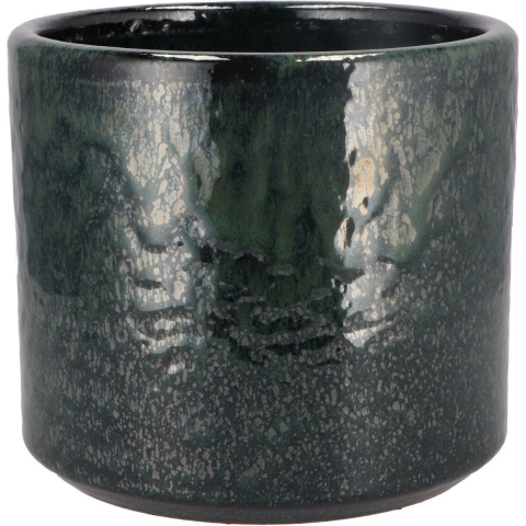 DK Design Bloempot Green Glaze - rond - groen - D18 x H20 cm - glans -