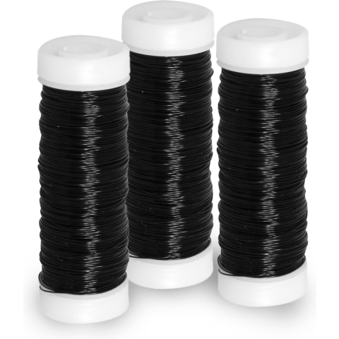 Sieraden maken draad - 3x - zwart - 0.3 mm dik - 50 meter snoer - haakdraad -