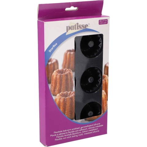 Patisse Mini Tulbandvorm 6 Vaks 29x17 cm Zwart/Siliconen