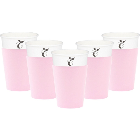 Feestbekers met hoesjes - 40x - lichtroze - papier - 250ml -