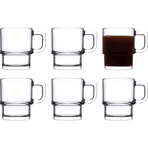 Pasabahce Koffie/thee glazen Cameron - set 6x stuks - transparant glas - 320 ml -