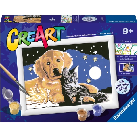 Ravensburger CreArt Schilderen op Nummer Hond en Poes Glitter