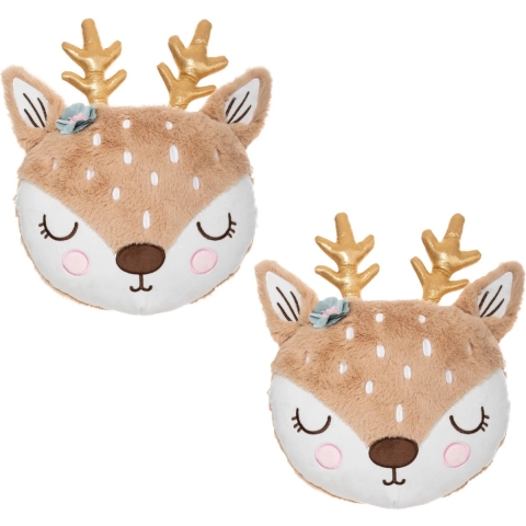 Dieren sierkussen kinderkamer - 2x - hertje - 31 cm - polyester -