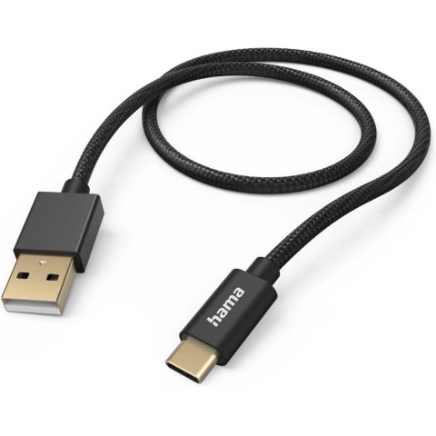 Hama Oplaadkabel Fabric USB-A - USB-C 1,5 M Nylon Zwart