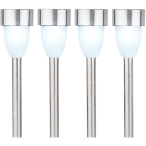 Lumineo Prikspot - solar - LED - RVS - 36 cm - 8x - Tuinverlichting -