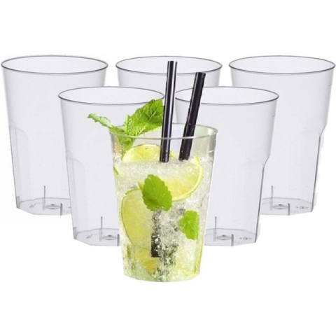 Papstar Hard plastic frisdrank/water glazen - 40x - 300 ml - herbruikbare glazen -