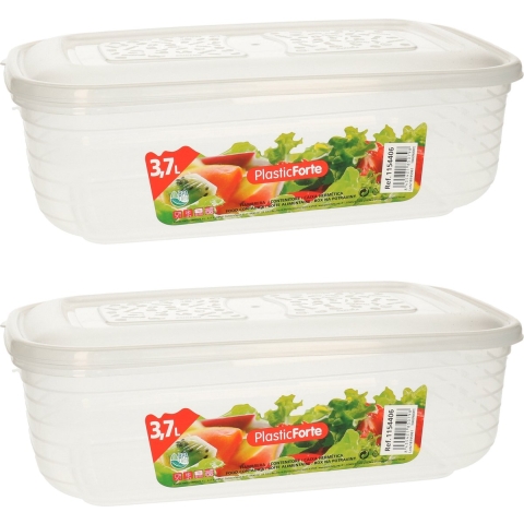 PlasticForte Vershoudbakje - 4x - vriezer en magnetron - 3,7L - kunststof - mealprep -