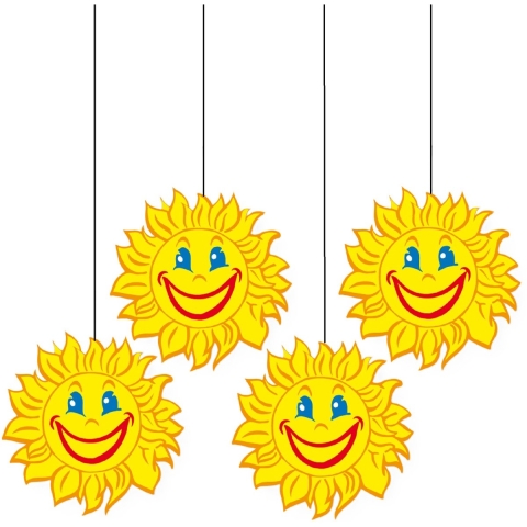 Zomer/lente feest thema zonnetjes versiering - 4x - Dia 28 cm - karton - feestartikelen -