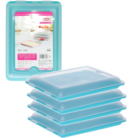 Vleeswarendoos - 5x - blauw - kunststof - 24,5 x 17 x 4 cm - vershouddoos / kaasdoos -