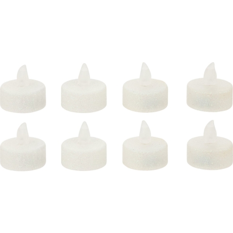 LED theelichtjes/waxinelichtjes - 24x stuks - wit - glitter en glans -