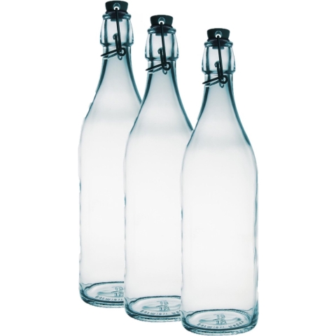 Bormioli Rocco beugelfles/weckfles - 3x - transparant - glas - 1 liter -