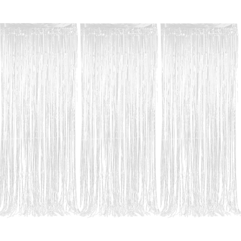Folie deurgordijn versiering - 3x - wit - 200 x 100 cm - Feestartikelen - Brandvertragend -