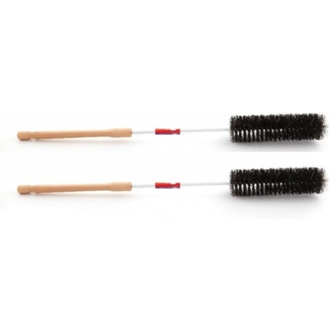 2x Radiatorwissers / schoonmaakborstels met houten handvat 65 cm -