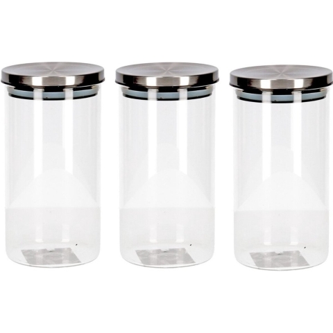 3x Transparante voorraadbussen/voorraadpotten van glas 900 ml -