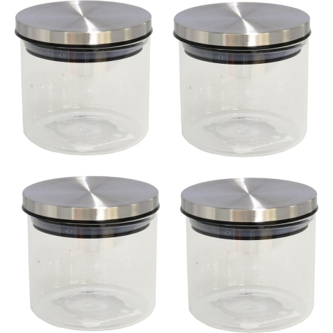 4x Transparante voorraadbussen/voorraadpotten van glas 450 ml -