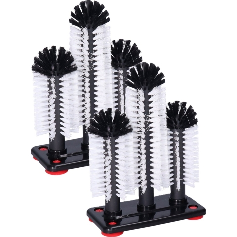 Buemag Spoelborstels voor glazen - 2x - 19x24x10cm - zwart - 3 borstels - professionele borstels -