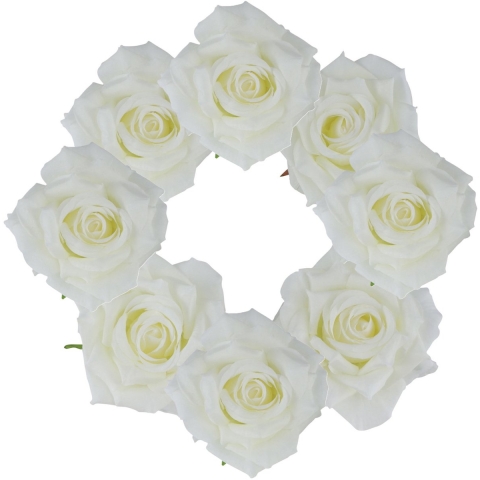 Chaks Decoratie rozen set - kunststof - 16x stuks - wit - 9,5 x 5,5 cm - bruiloft decoratie -