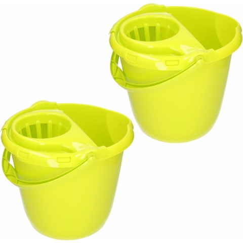 2x stuks groene dweilemmer/mopemmer 15 liter 38 x 34 cm -