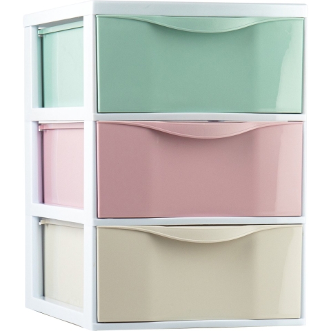 Ladeblokje/bureau organizer met 3x lades - gekleurd - L26 x B37 x H37 cm - plastic -