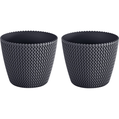 8x Kunststof Splofy bloempotten/plantenpotten antraciet 22 cm -